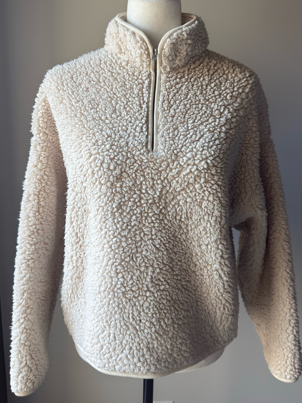 Twik Cream Sherpa Half-Zip Turtleneck Pullover